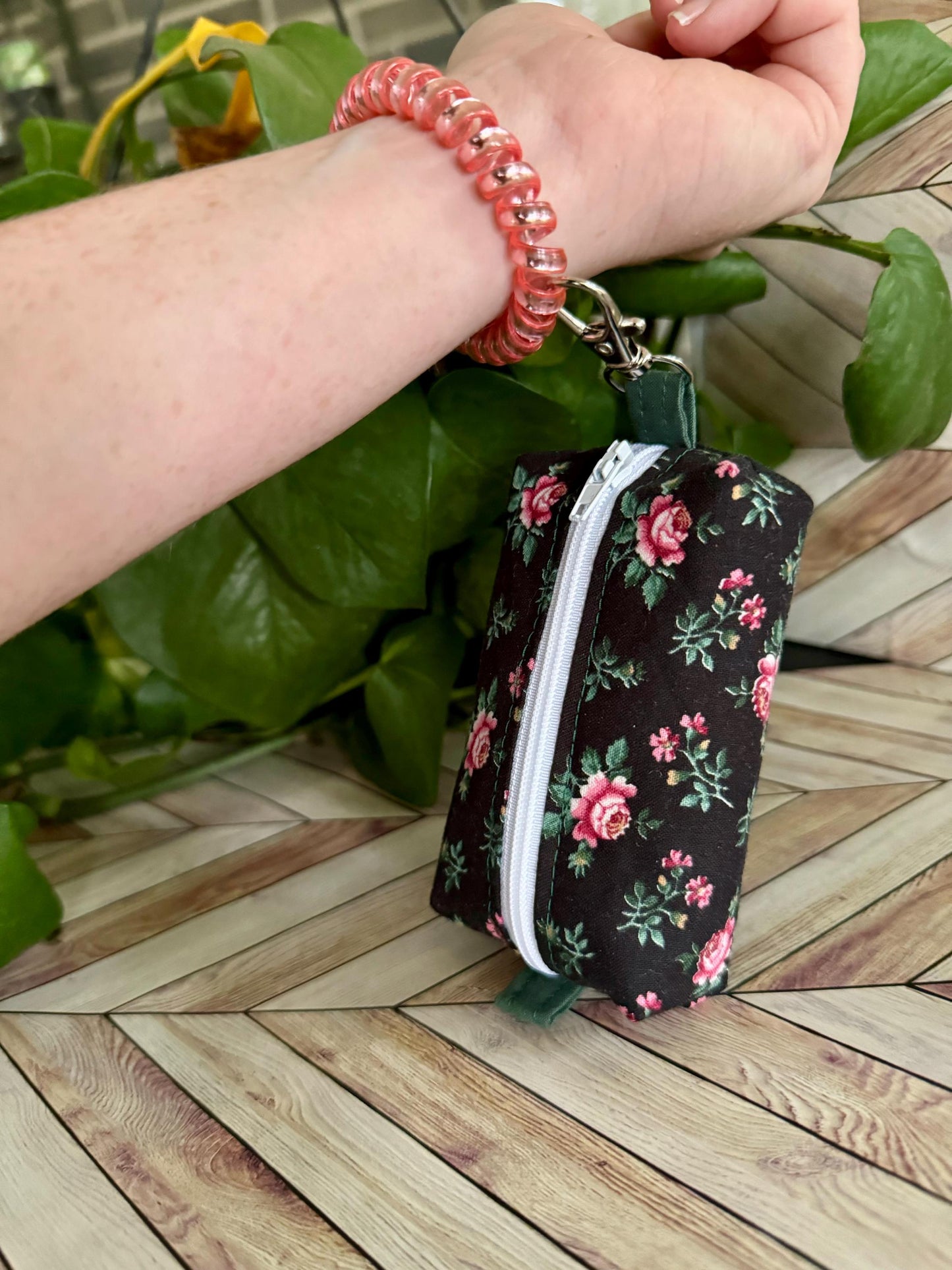Mini Boxy Bag - Floral Print with Dark Green Lining