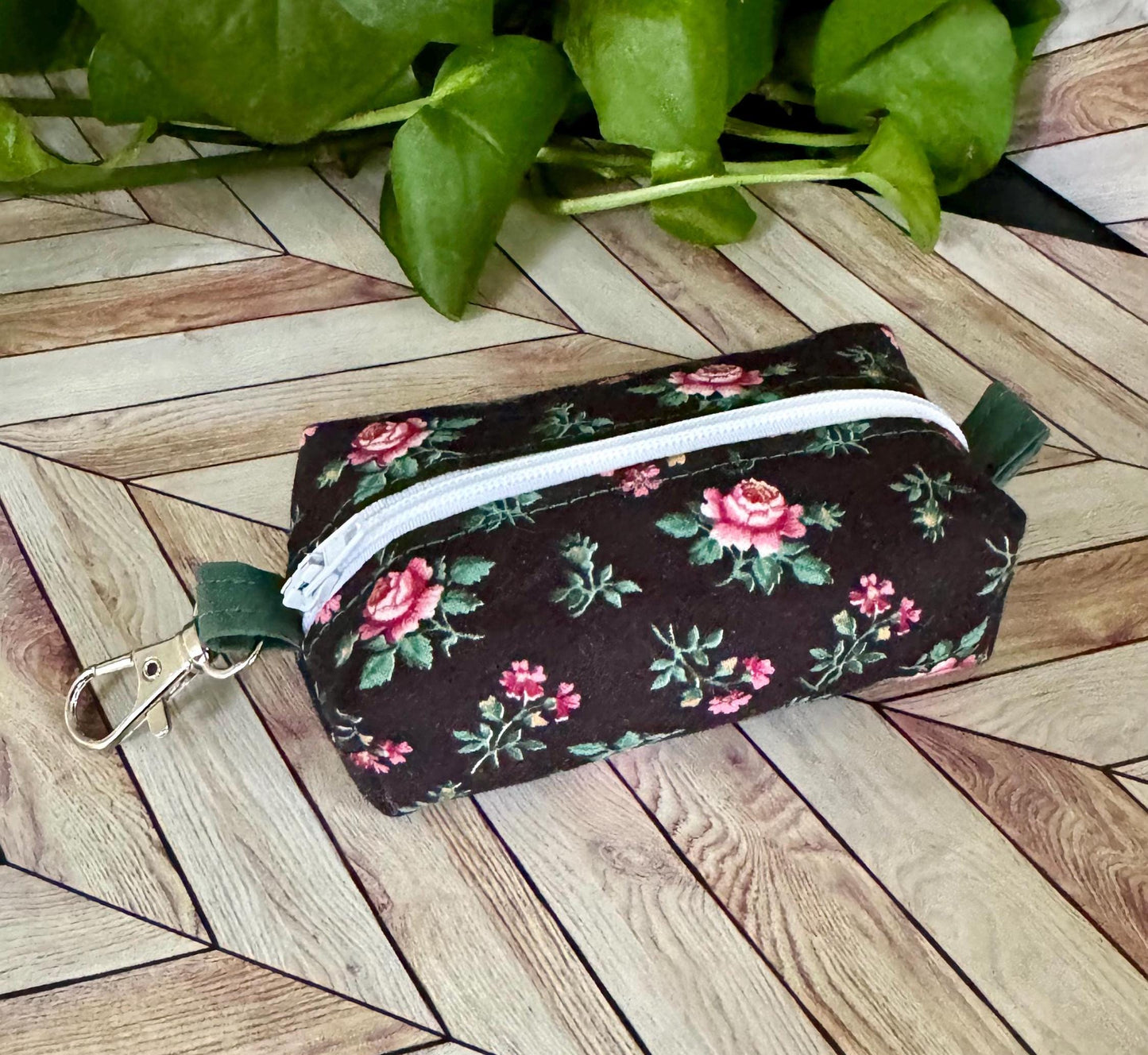 Mini Boxy Bag - Floral Print with Dark Green Lining