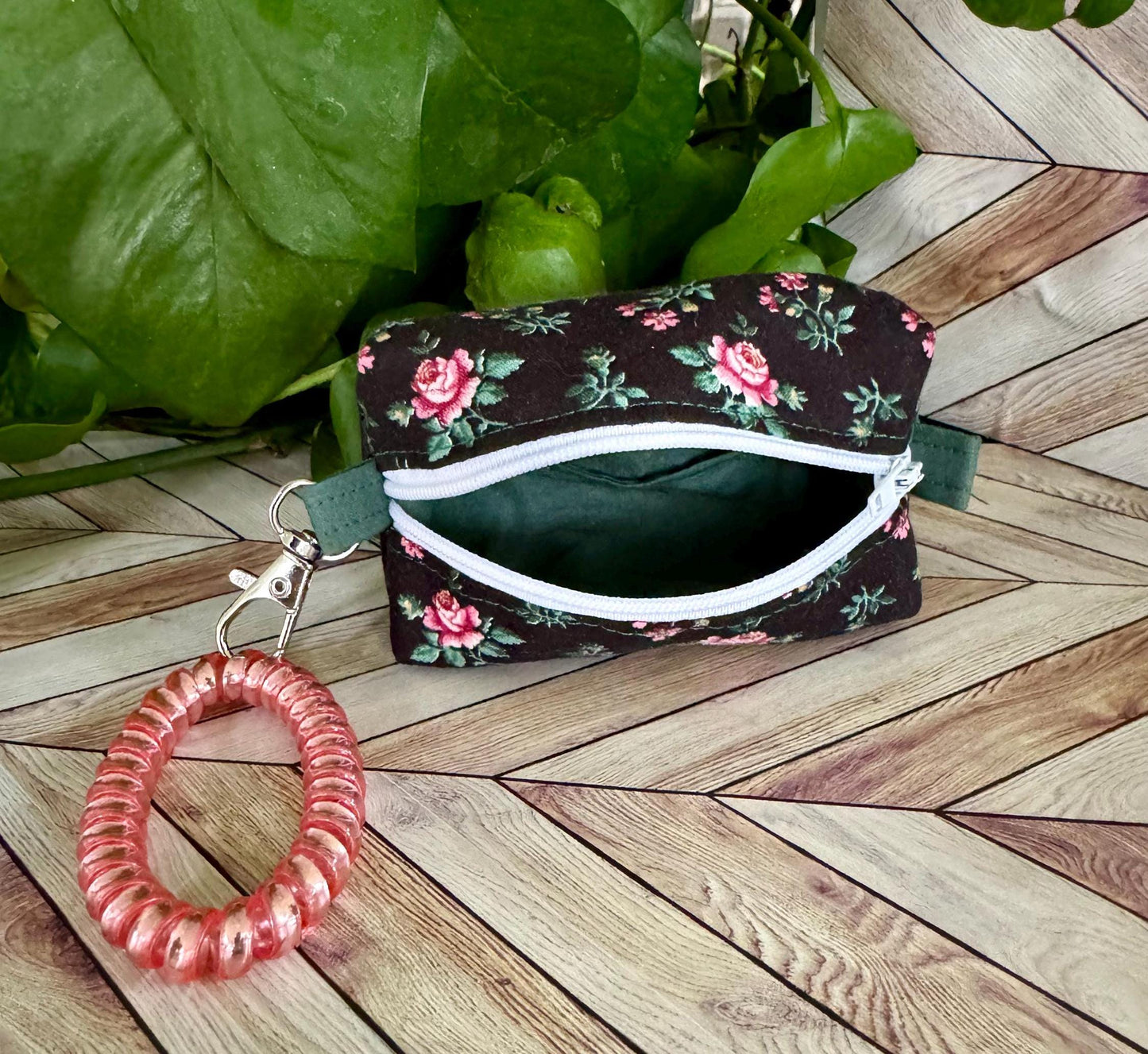 Mini Boxy Bag - Floral Print with Dark Green Lining
