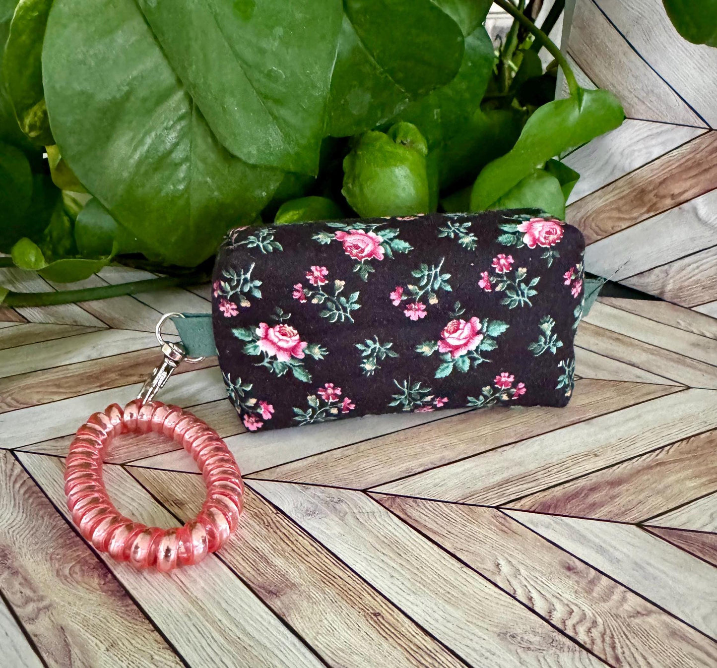Mini Boxy Bag - Floral Print with Dark Green Lining