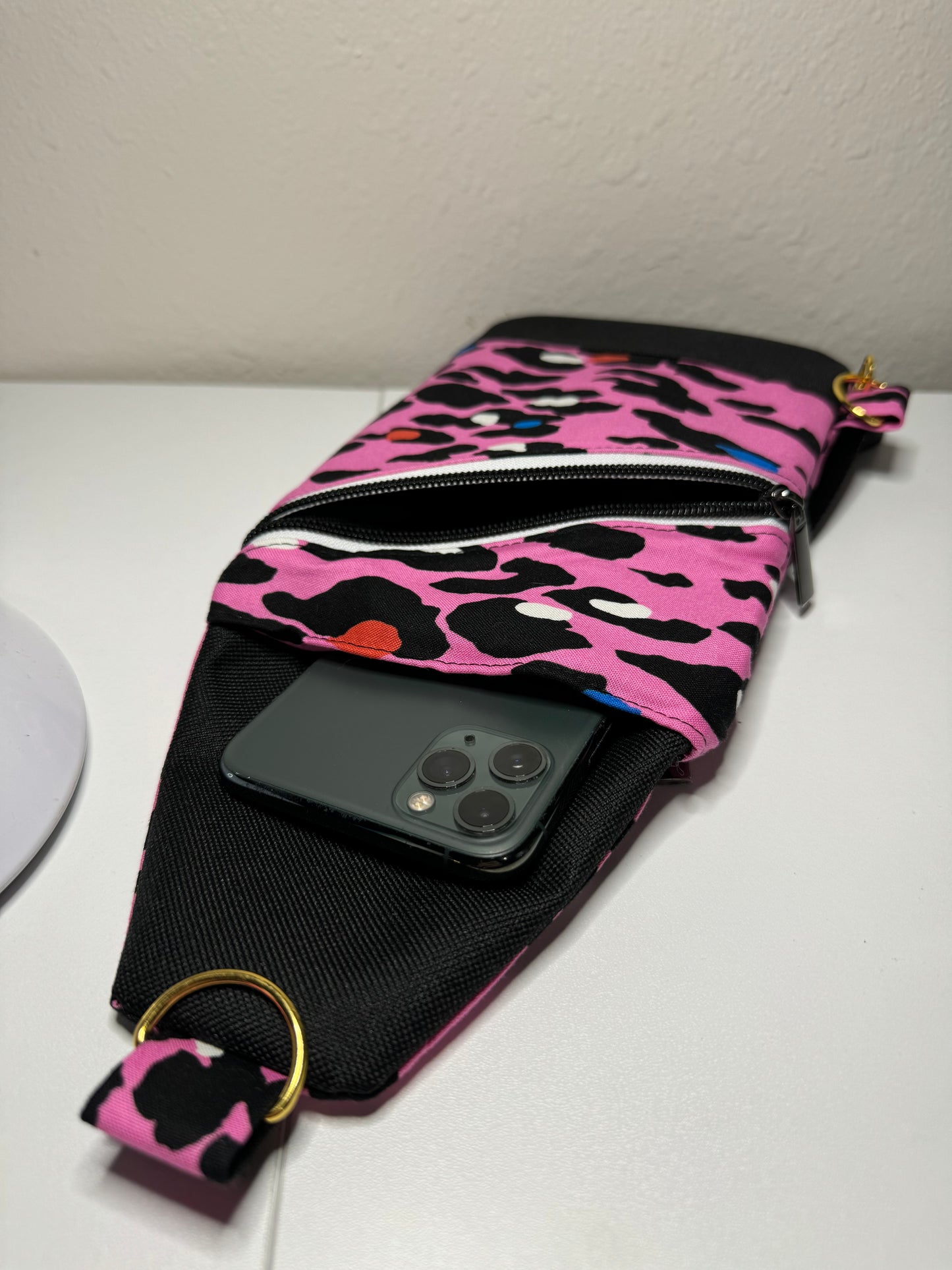 Mini Sling Traveler Pouch - Pink Cheetah Print