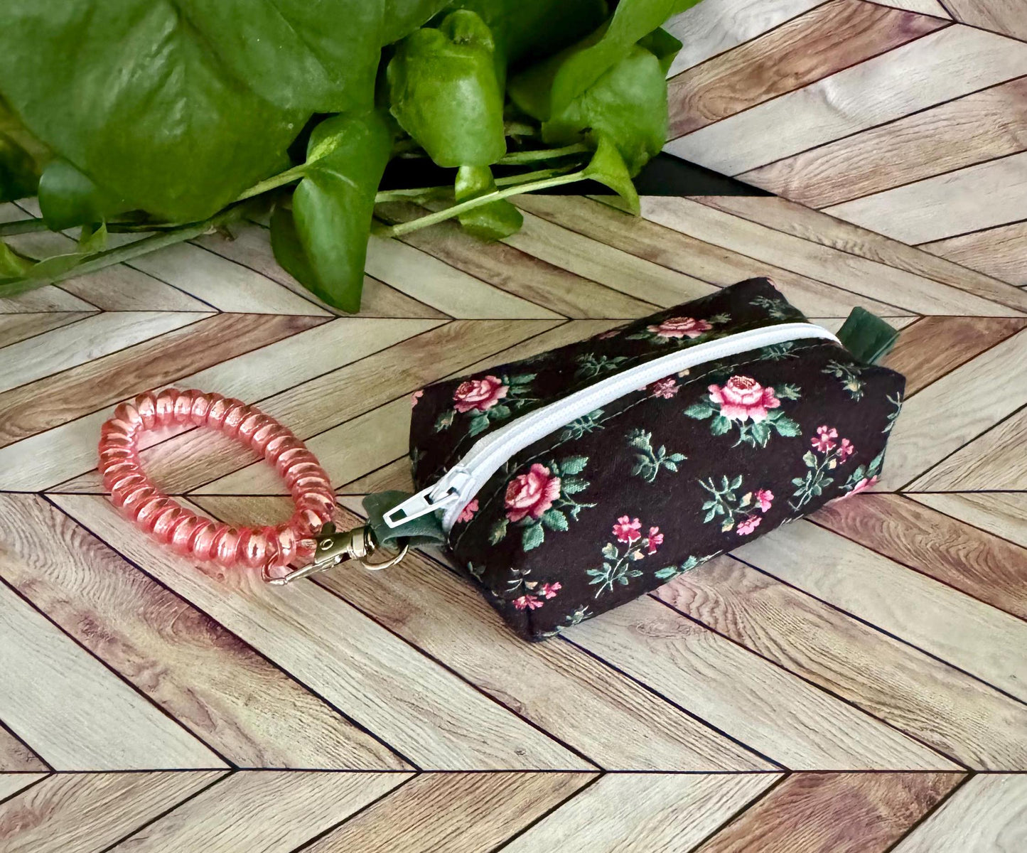 Mini Boxy Bag - Floral Print with Dark Green Lining